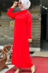 Omzu Taşlı Amine Elbise Kırmızı
