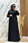 piliseli taşlı elbise Siyah