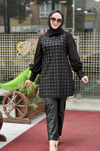 Aguaje deri pantolonlu 2li takım Siyah