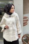 Angora şık kısa kaban Taş Rengi