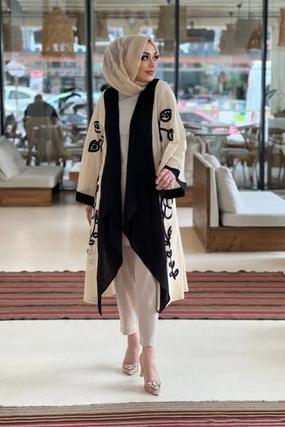 BOYDAN ÇİÇEK İŞLEMELİ İKİLİ TAKIM Siyah