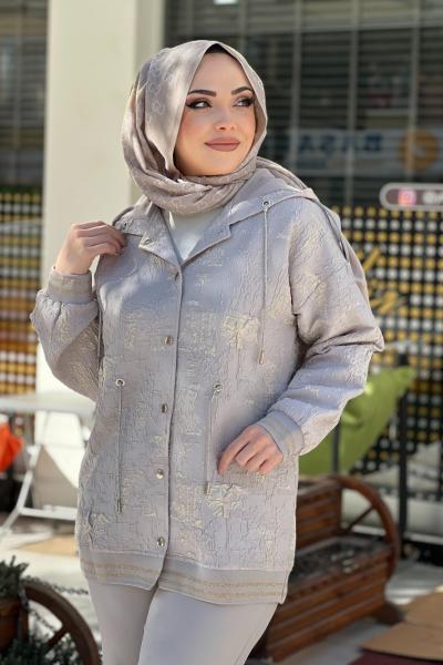 DESENLİ JAKARLI TAKIM  Gri