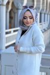 DÜĞMELİ YUMOŞ HIRKA  Krem