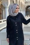 DÜĞMELİ YUMOŞ HIRKA  Siyah