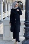 DÜĞMELİ YUMOŞ HIRKA  Siyah
