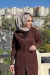 DÜĞMELİ YUMOŞ HIRKA  Kahverengi