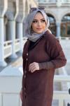 DÜĞMELİ YUMOŞ HIRKA  Kahverengi
