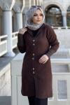 DÜĞMELİ YUMOŞ HIRKA  Kahverengi
