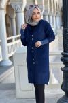 DÜĞMELİ YUMOŞ HIRKA  Lacivert