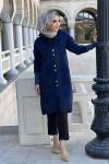 DÜĞMELİ YUMOŞ HIRKA  Lacivert