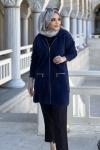 FERMUARLI YUMOŞ İPLİK HIRKA  Lacivert