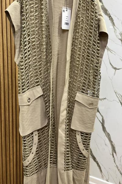 FİLE DETAYLI TASARIM YELEK Vizon