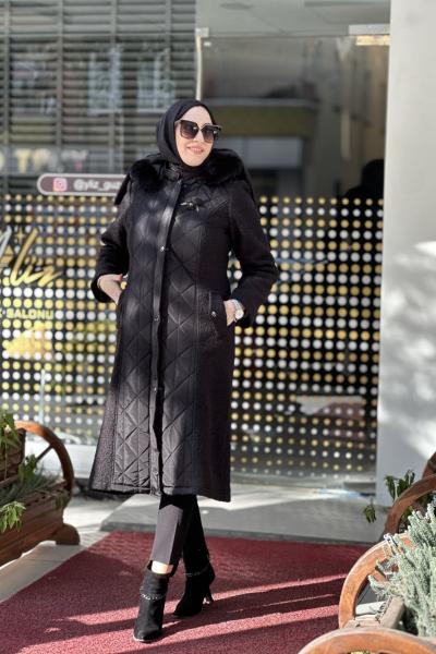 FREE MOOD BUKLET  KAPİTONE DETAYLI KABAN Siyah