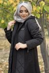 FREEMOOD BUKLE DETAYLI ŞİŞME MONT  Siyah