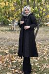 FREEMOOD BUKLE DETAYLI ŞİŞME MONT  Siyah