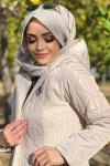 FREEMOOD BUKLE  DETAYLI ŞİŞME MONT  Krem
