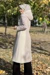 FREEMOOD BUKLE  DETAYLI ŞİŞME MONT  Krem