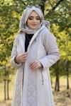 FREEMOOD BUKLE  DETAYLI ŞİŞME MONT  Krem