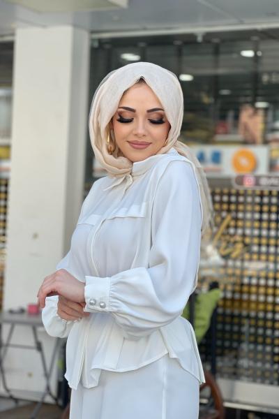 FTZ ŞİFON ETEKLİ TAKIM  Ekru