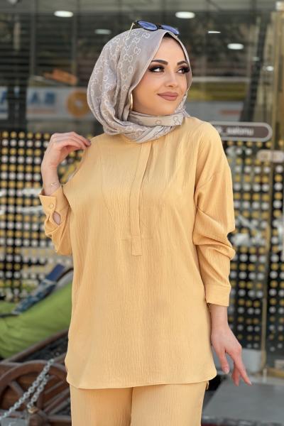 Ftz Woman Yazlık Keten Takım  Somon