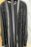 GAZELLA İŞLEME TAŞ DETAYLI ABAYA  Siyah