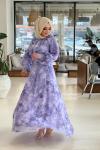 GAZZELA YILDIZ DÜĞMELİ ELBİSE  Lila