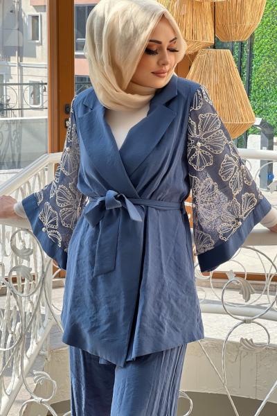 GAZZELLA İNCİLİ CEKETLİ CUPRA TAKIM  Mavi