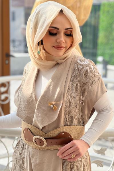 GAZZELLA  CUPRA DANTEL DETAYLI YELEK  Bej
