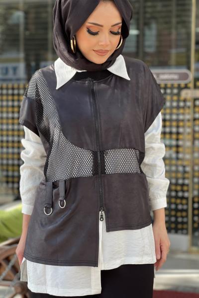 GAZZELLA FİLE DETAYLI GÖMLEKLİ TAKIM Siyah