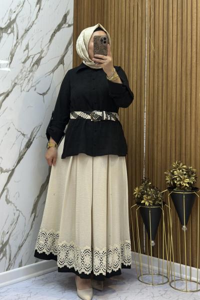 GAZZELLA KETEN ETEKLİ TAKIM  Siyah