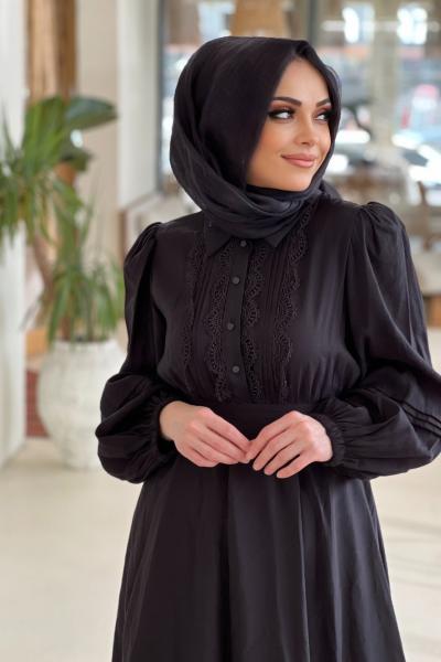 GAZZELLA MODAL CUPRA ELBİSE  Siyah