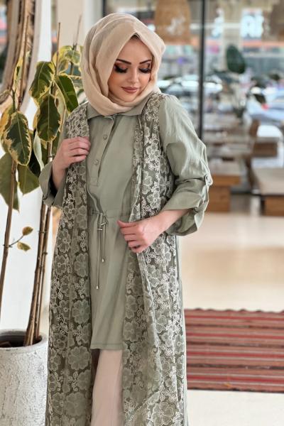 GAZZELLA MODAL TAKIM İŞLEME DETAYLI  Yeşil