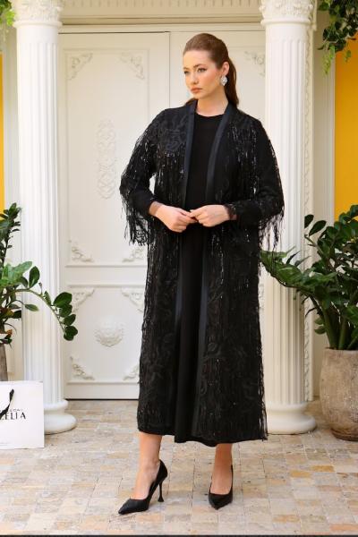 GAZZELLA PÜSKÜLLÜ ABAYA  Siyah