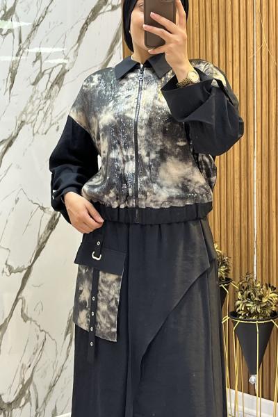 GAZZELLA PUL PAYET ETEKLİ TAKIM  Siyah