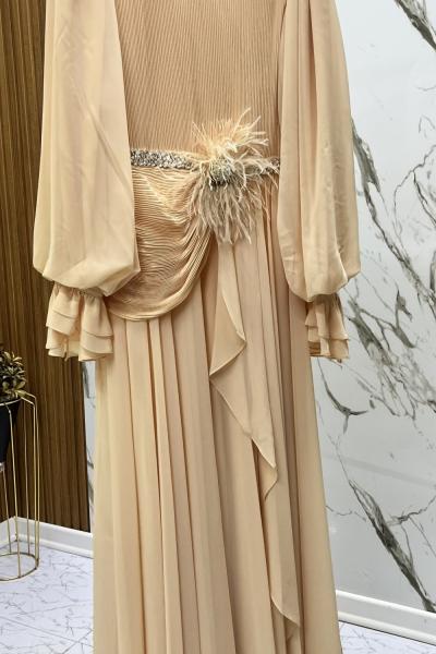 GAZZELLA TÜY VE PİLİSELİ TASARIM ABİYE  Somon