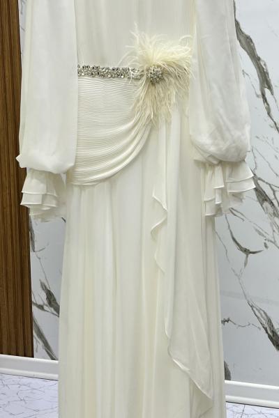 GAZZELLA TÜY VE PİLİSELİ TASARIM ABİYE  Beyaz