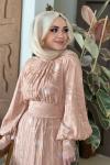 GAZZELLA YALDIZ DETAYLI ELBİSE  Somon