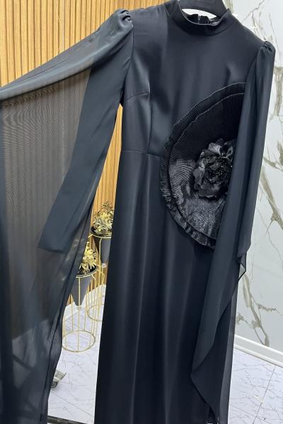 GAZZELLA YELPAZE DEKORLU ŞIK ABİYE  Siyah