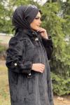GOLD DÜĞMELİ ANGORA KABAN  Siyah