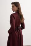 Gül kuşaklı Scuba elbise Bordo