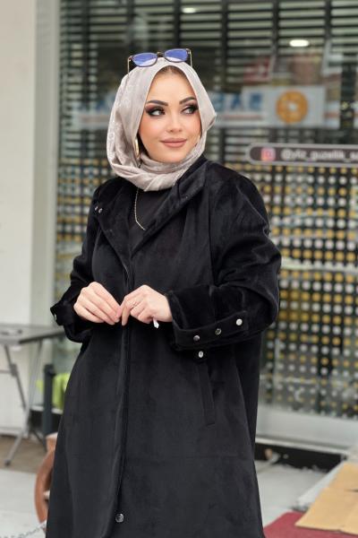 HAKİM YAKA TAY TÜYÜ KABAN  Siyah