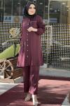 İPEK TENSEL PANTOLONLU TAKIM  Bordo