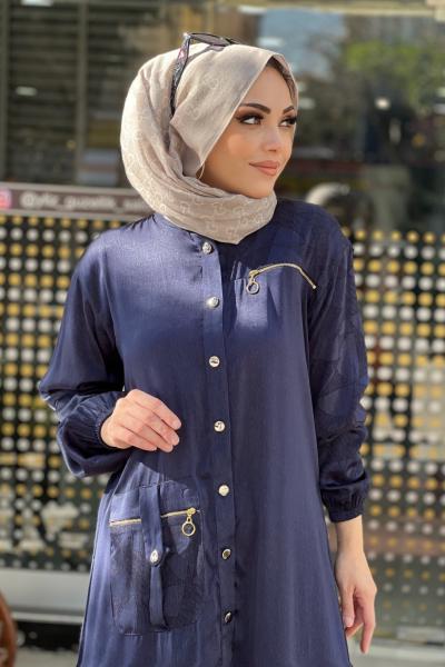 İPEK TENSEL PANTOLONLU TAKIM  Lacivert