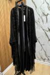 İŞLEME TAŞ DETAYLI ABAYA  Siyah