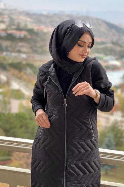 KAPİTONE MONT  Siyah