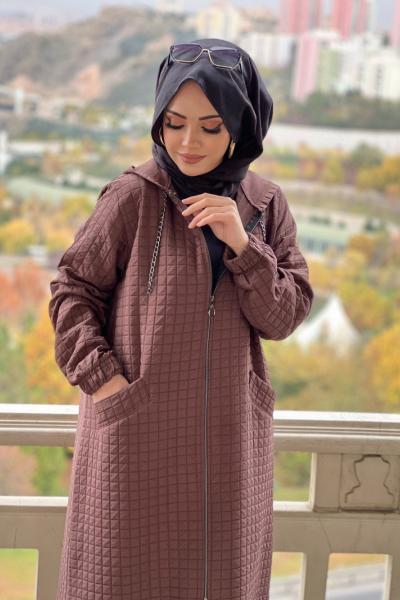 KARE BASKI DESENLİ KAP  Acı Kahve