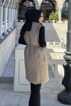 KREM ANORAK KUMAŞ YAKMA DESEN ŞİŞME YELEK  Krem
