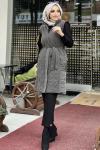 KREM ANORAK KUMAŞ YAKMA DESEN ŞİŞME YELEK  Antrasit