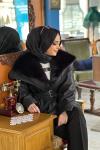 KÜRK YAKALI KUŞAKLI MONT  Siyah