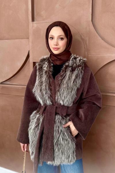 KÜRKLÜ GOLDFOX KABAN  Kahverengi